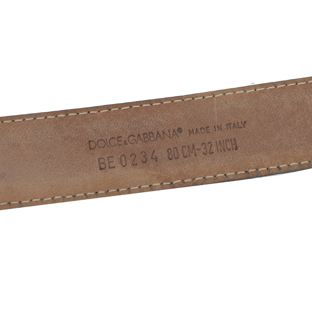 Dolce & Gabbana Metallic Silver Metal Logo Buckle Belt 32