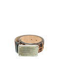 Dolce & Gabbana Brown Leopard Print Calf Hair Logo Plaque Belt 36
