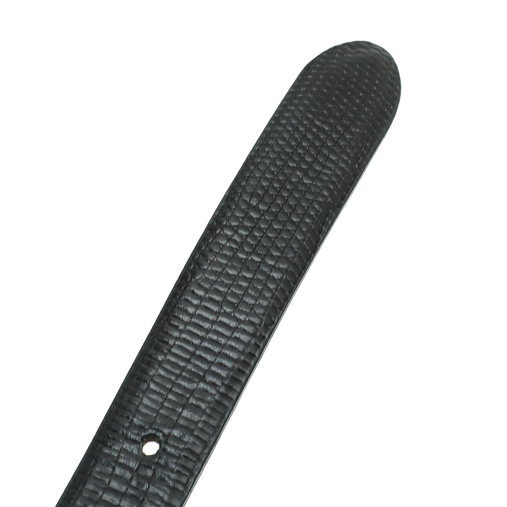 Dolce & Gabbana Black Lizard Embossed Logo Buckle 20mm Belt 34