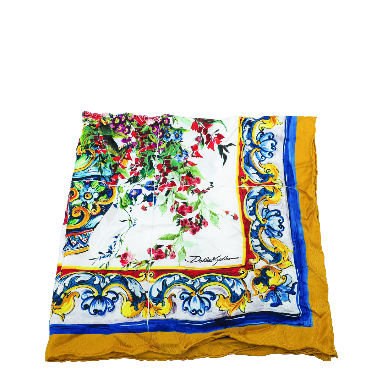 Dolce & Gabbana Multicolor Floral Print Silk Square Scarf