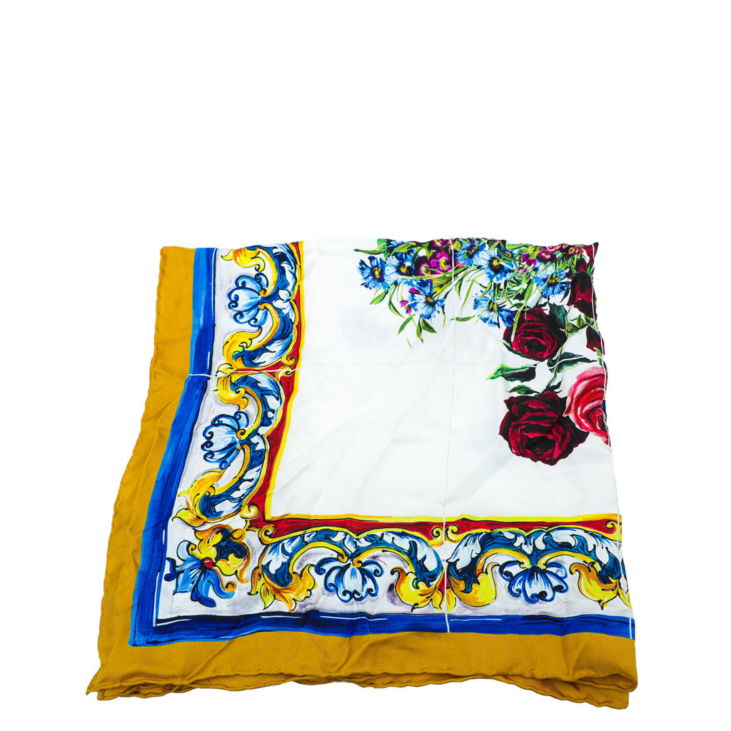 Dolce & Gabbana Multicolor Floral Print Silk Square Scarf
