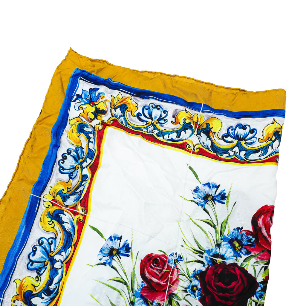 Dolce & Gabbana Multicolor Floral Print Silk Square Scarf