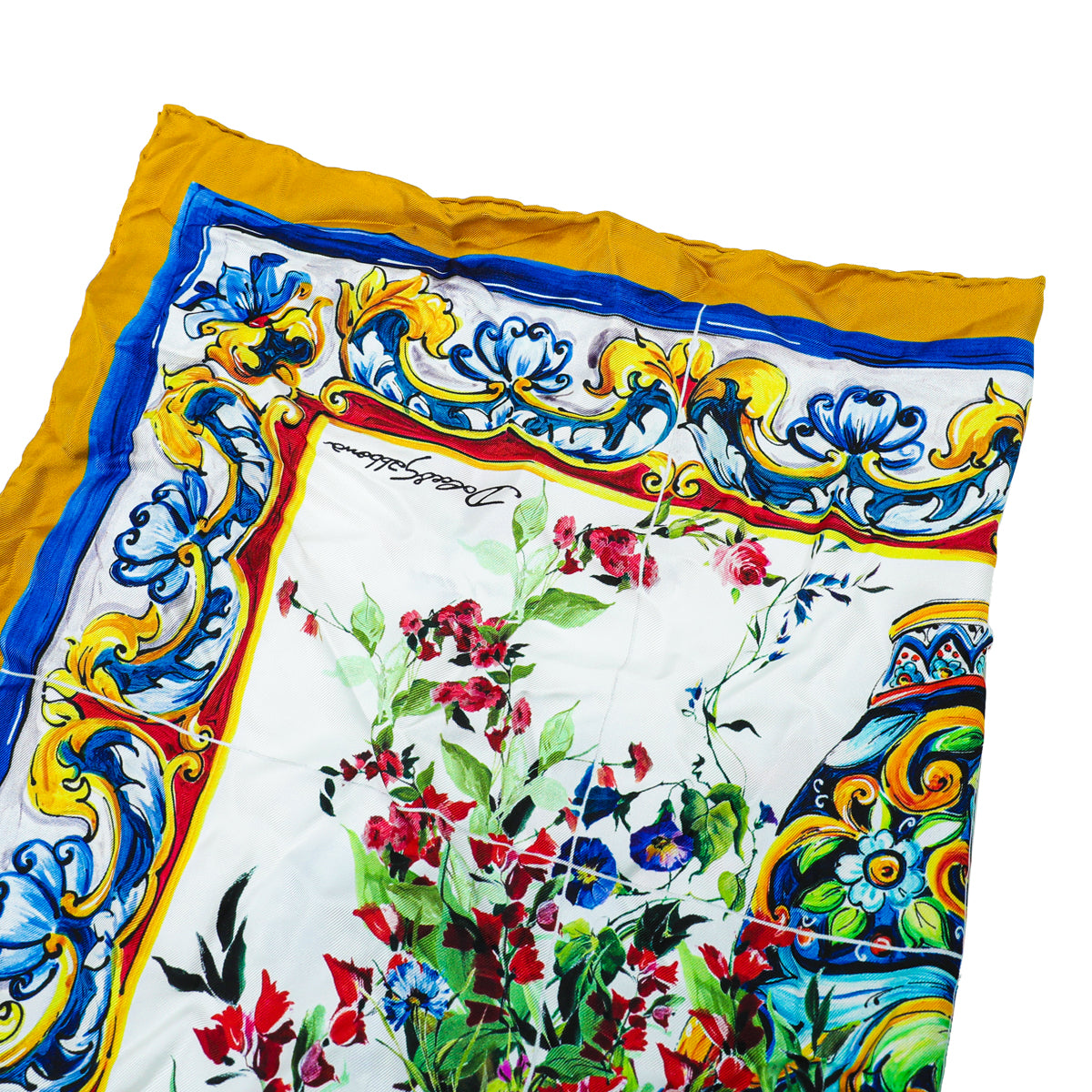 Dolce & Gabbana Multicolor Floral Print Silk Square Scarf