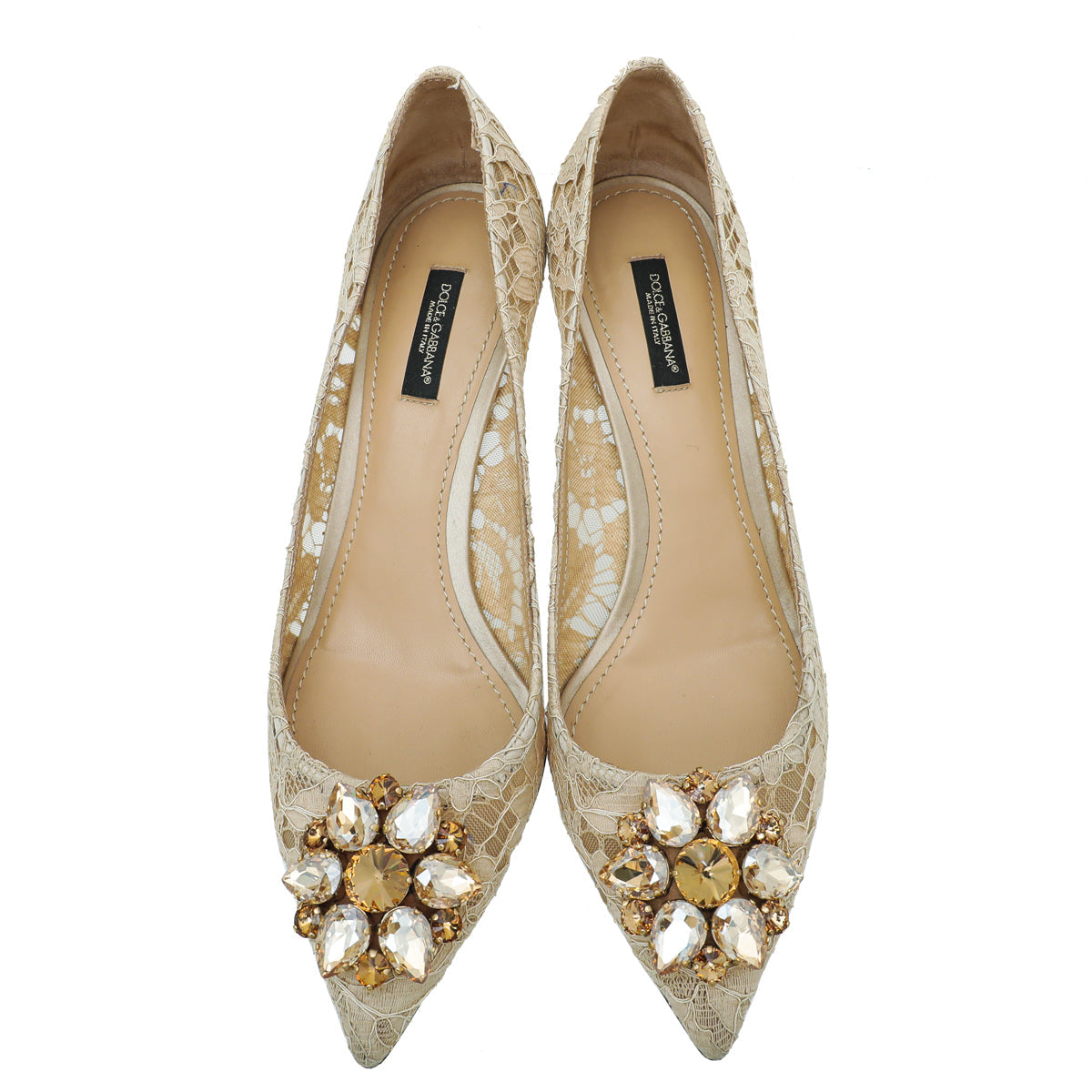 Dolce & Gabbana Nude Lace Bellucci Crystal Lace Pumps 39.5