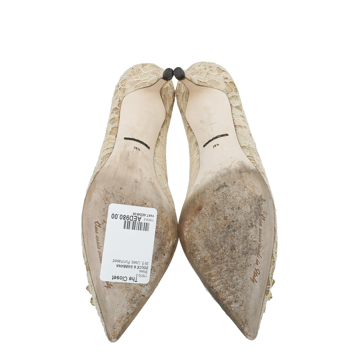 Dolce & Gabbana Nude Lace Bellucci Crystal Lace Pumps 39.5