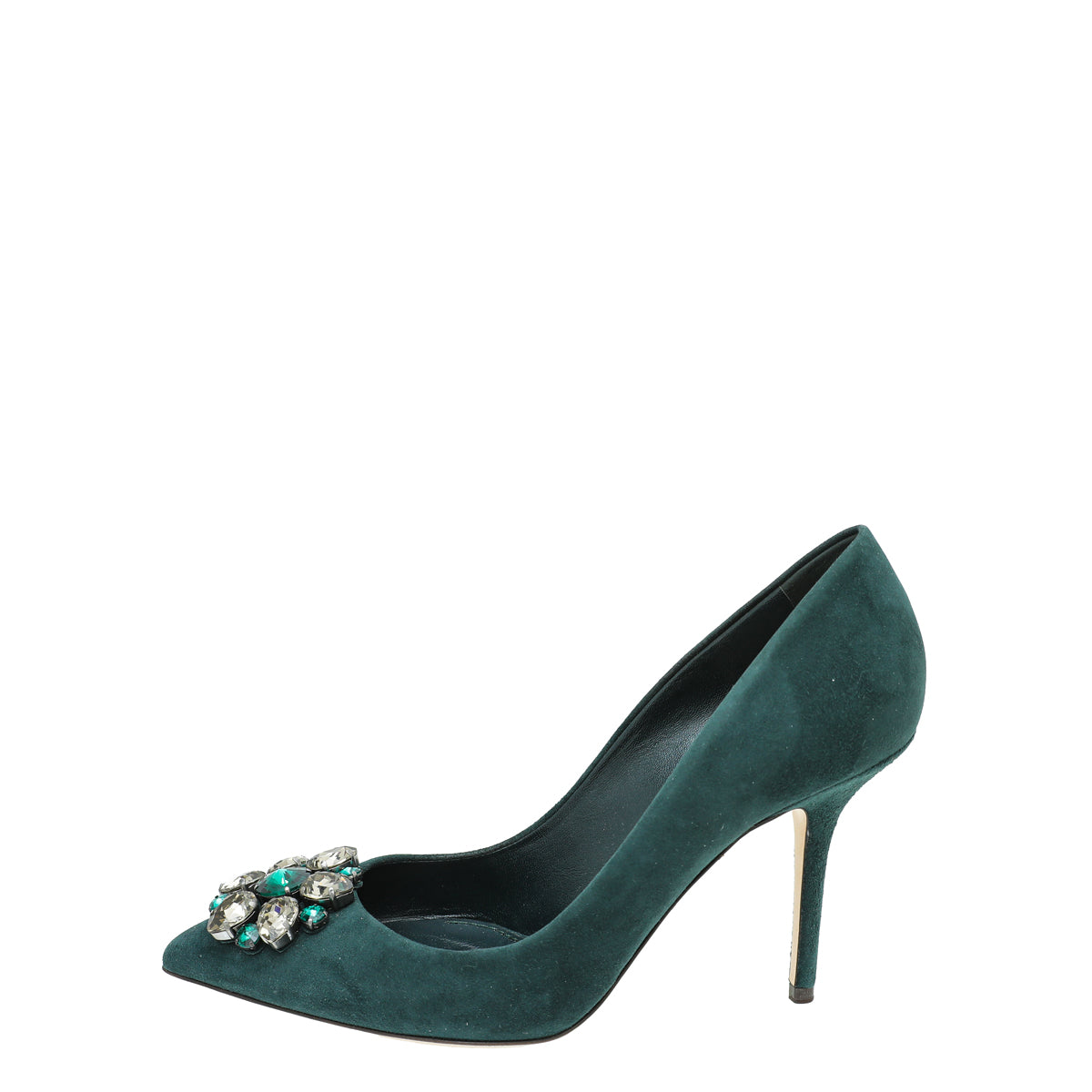 Dolce & Gabbana Emerald Green Suede Bellucci Crystal Pump 39.5