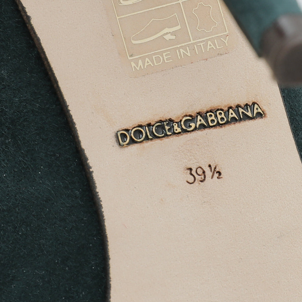 Dolce & Gabbana Emerald Green Suede Bellucci Crystal Pump 39.5