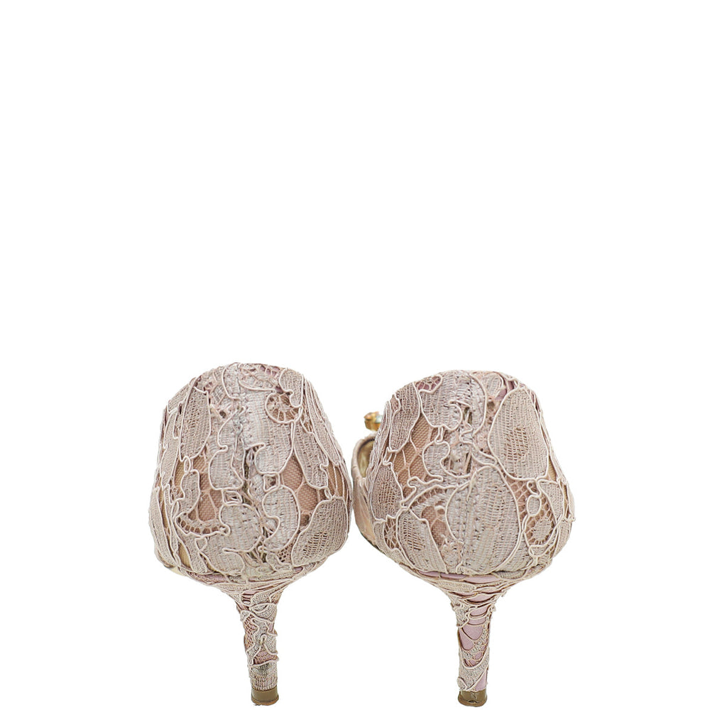 Dolce & Gabbana Pale Lilac Bellucci Lace Embellished Pump 36