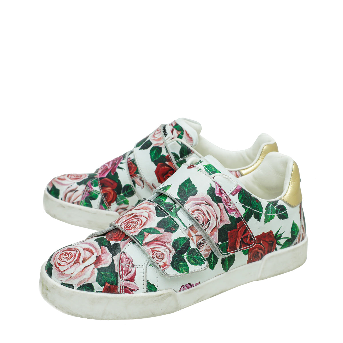 Dolce & Gabbana White Multicolor Floral Print Velcro Sneaker 34