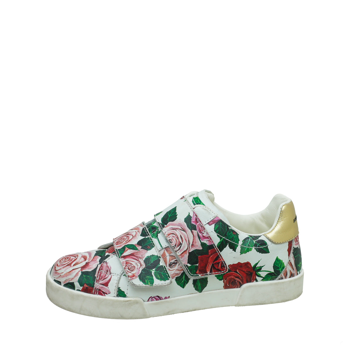 Dolce & Gabbana White Multicolor Floral Print Velcro Sneaker 34