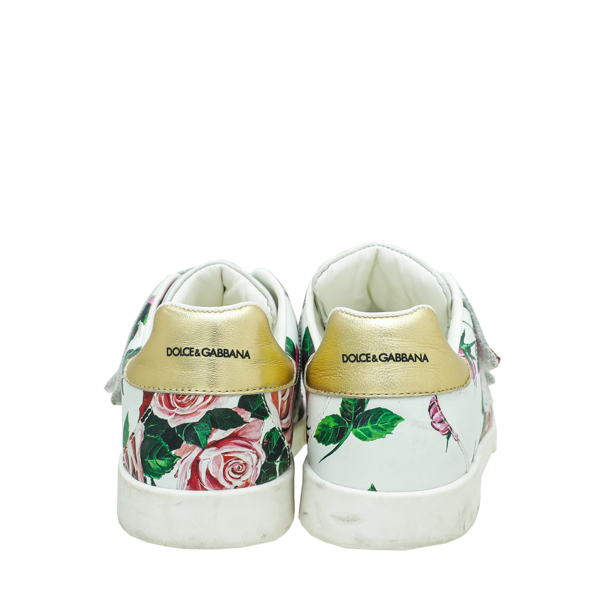 Dolce & Gabbana White Multicolor Floral Print Velcro Sneaker 34