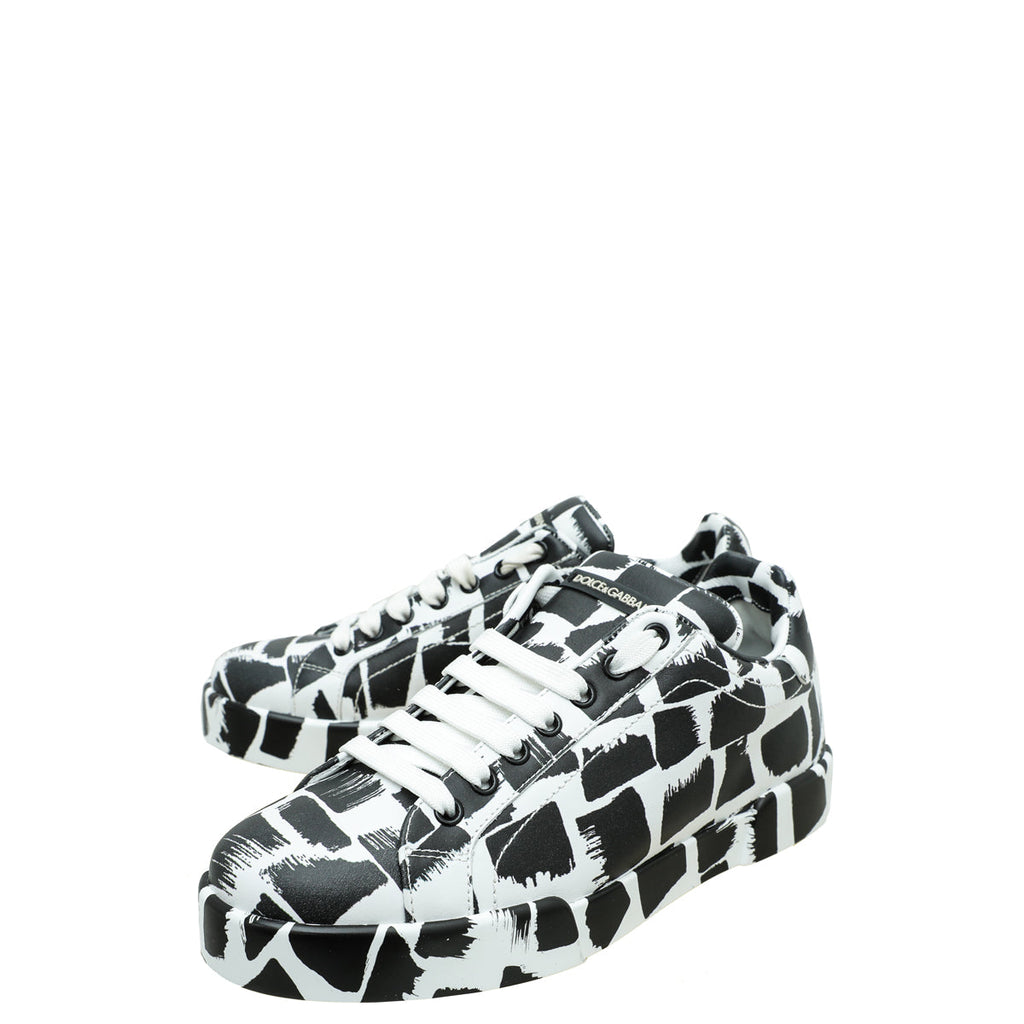 Dolce & Gabbana Bicolor Printed Portofino Sneakers 39