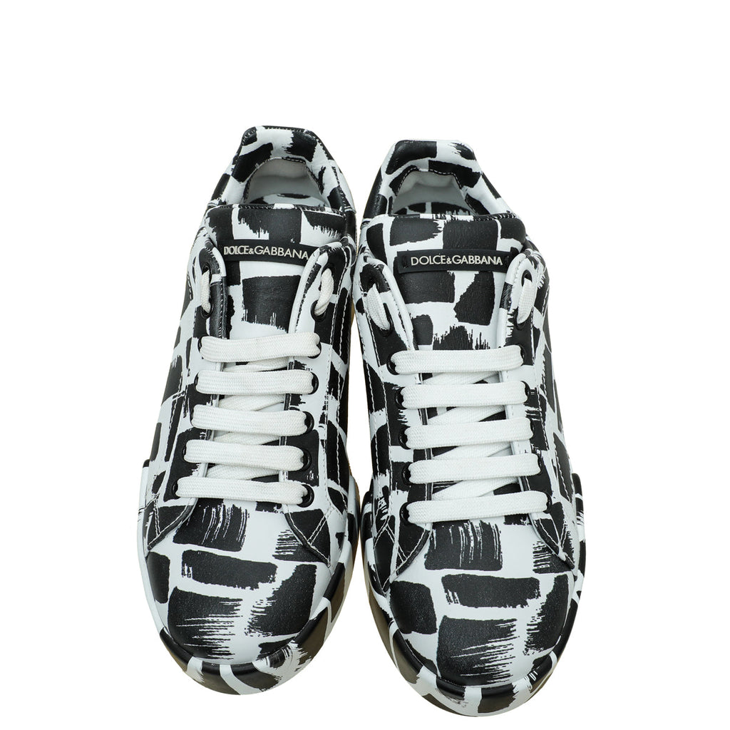 Dolce & Gabbana Bicolor Printed Portofino Sneakers 39