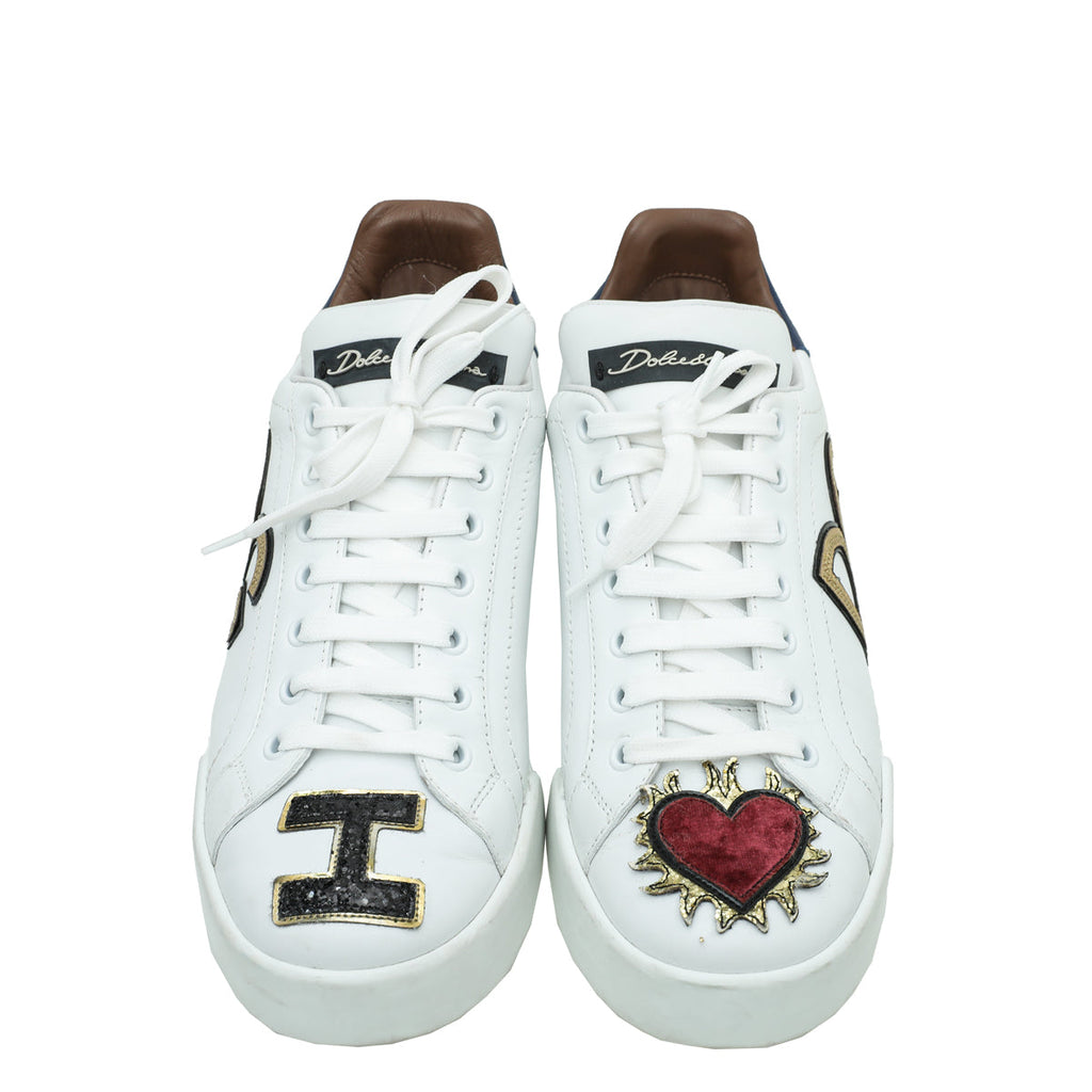 Dolce & Gabbana White Multicolor DG-I-Heart Portofino Sneakers 39