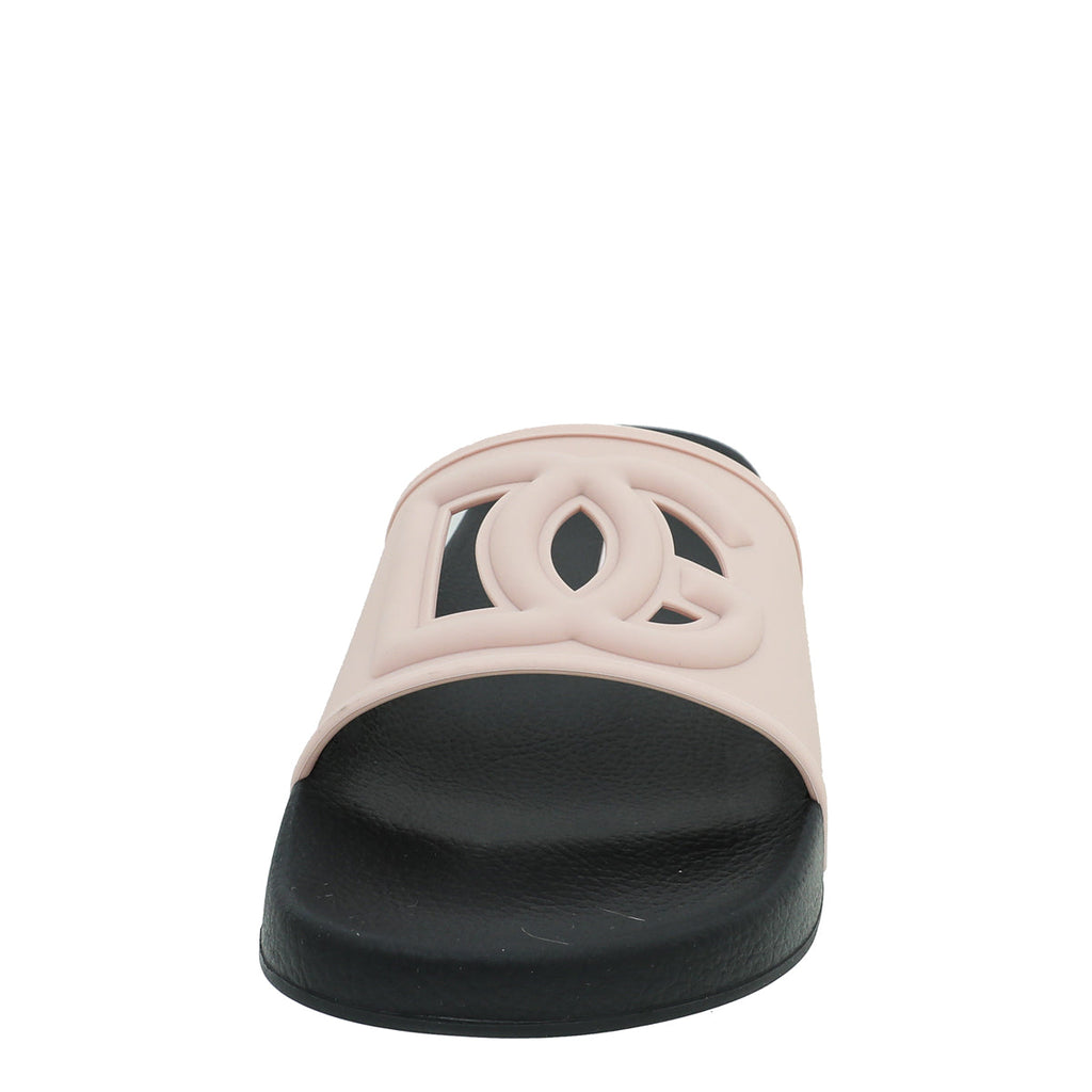 Dolce & Gabbana Light Pink DG Logo Rubber Slide Sandal 39