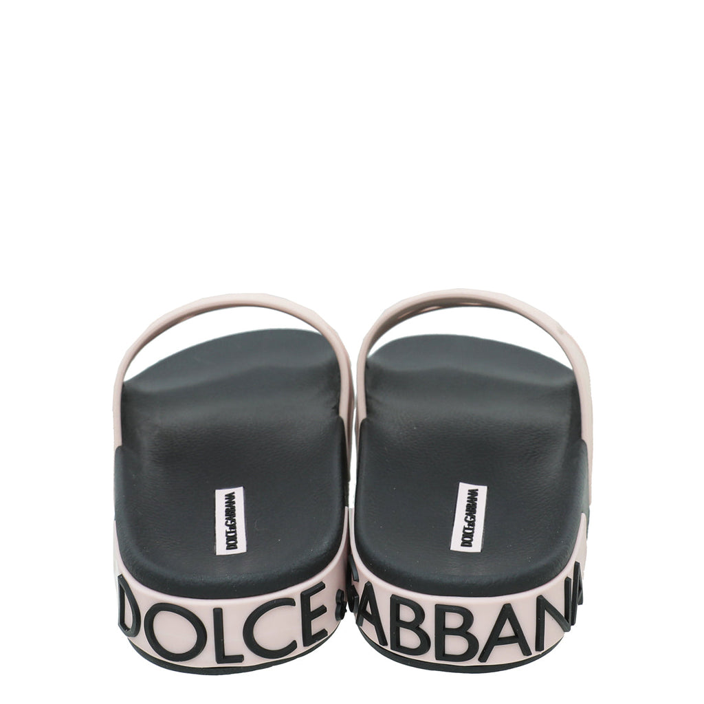 Dolce & Gabbana Light Pink DG Logo Rubber Slide Sandal 39