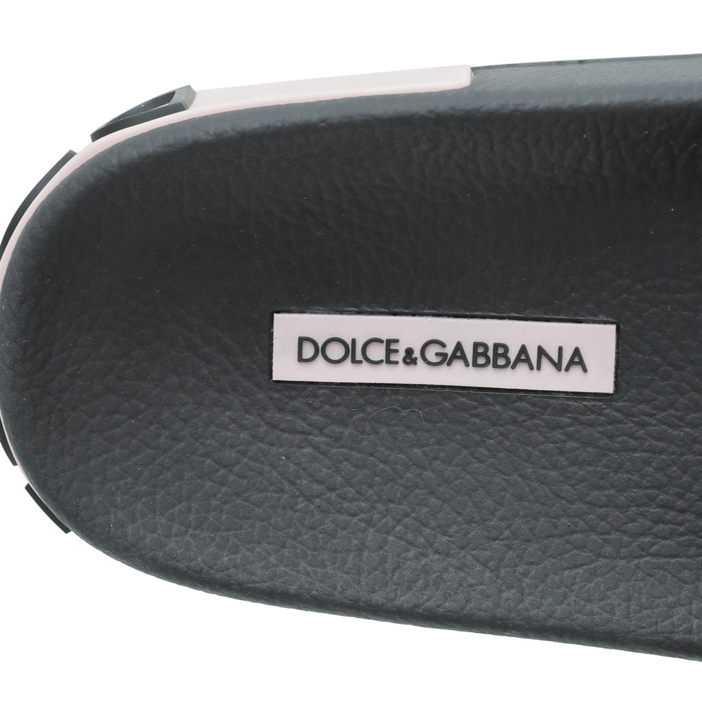 Dolce & Gabbana Light Pink DG Logo Rubber Slide Sandal 39
