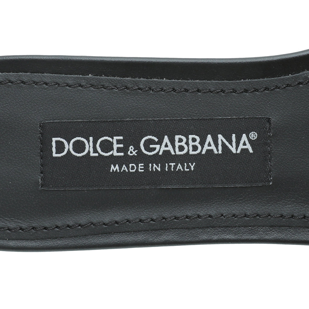 Dolce & Gabbana Black DG Crystal Logo Slide Sandal 39