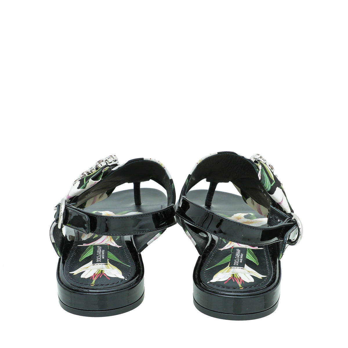 Dolce & Gabbana Multicolor Floral Crystal Buckle Thong Sandal