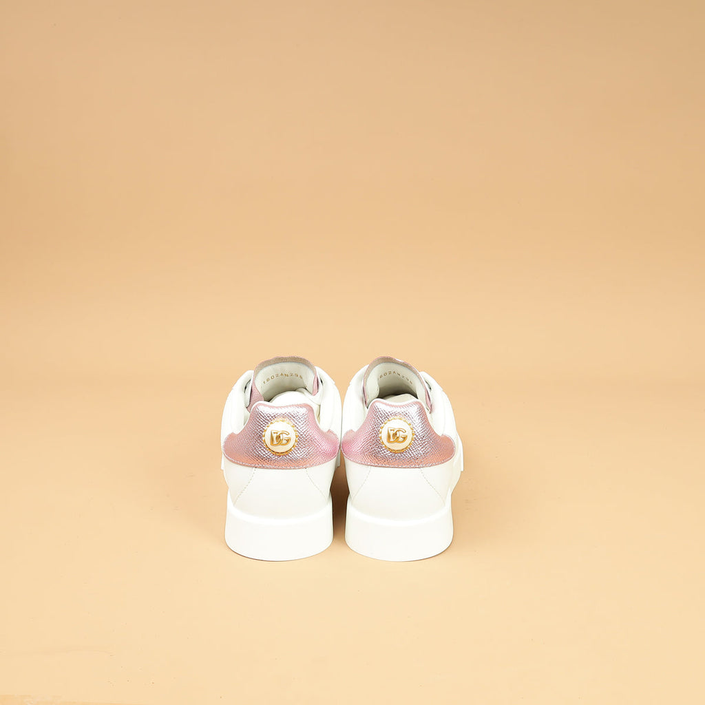 Dolce & Gabbana Bicolor Pearl-Detail Portofino Sneakers 37