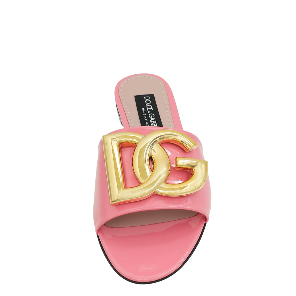 Dolce & Gabbana Pink DG Logo Slide Sandals 38