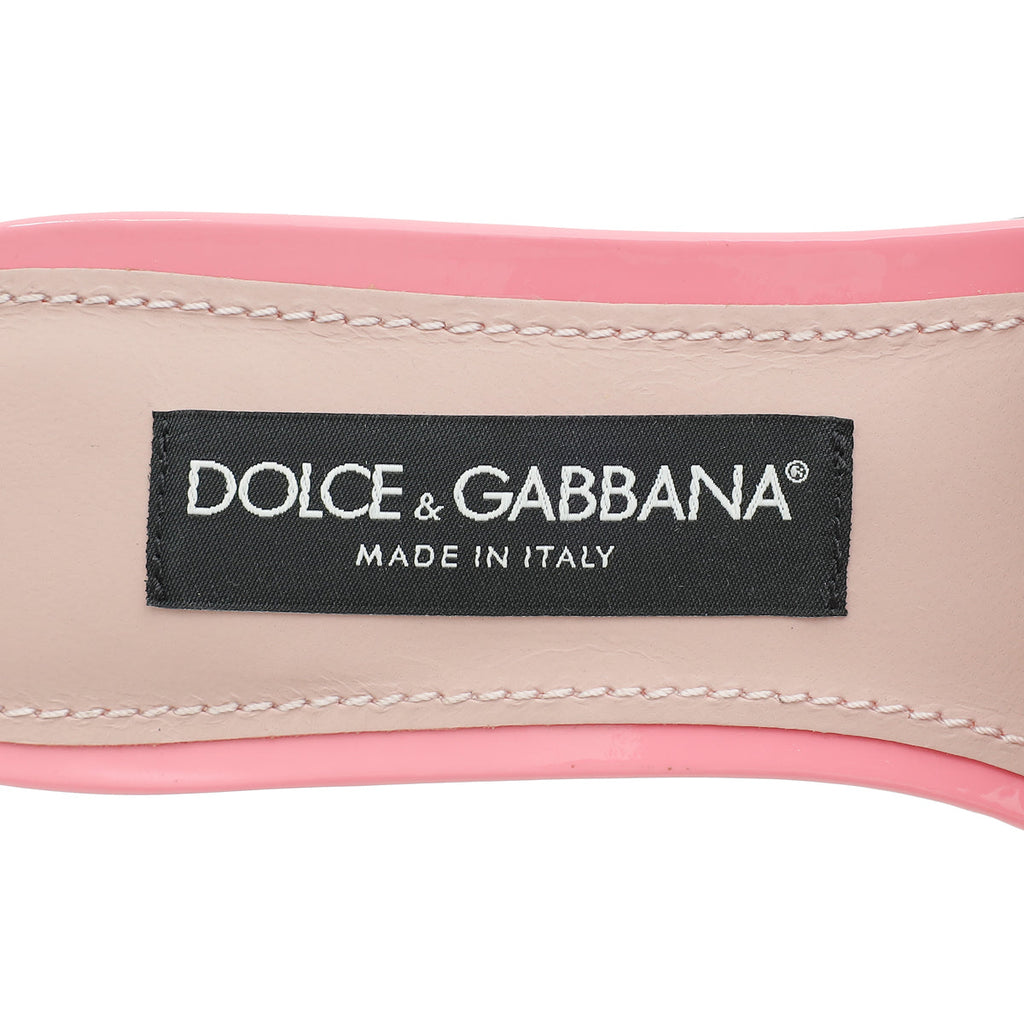 Dolce & Gabbana Pink DG Logo Slide Sandals 38