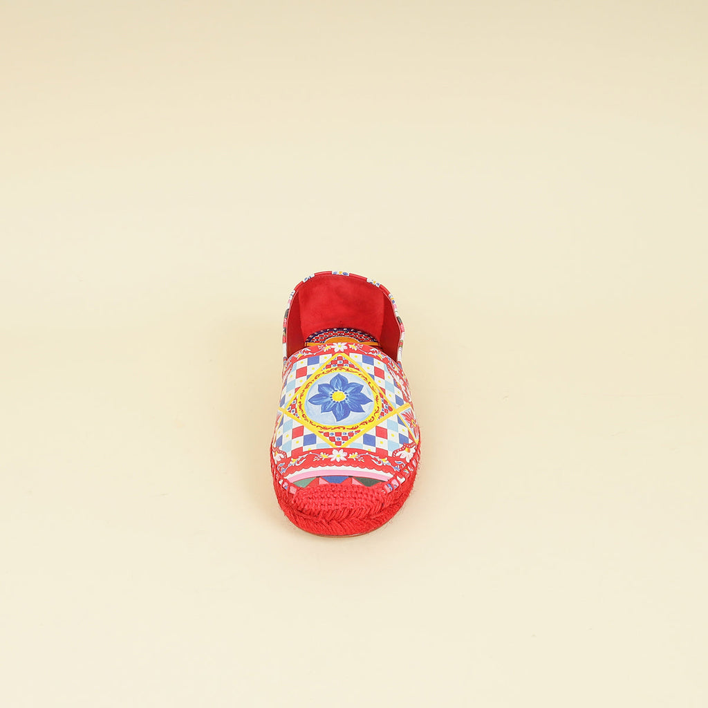 Dolce & Gabbana Red Multicolor Majolica Print Espadrille 39