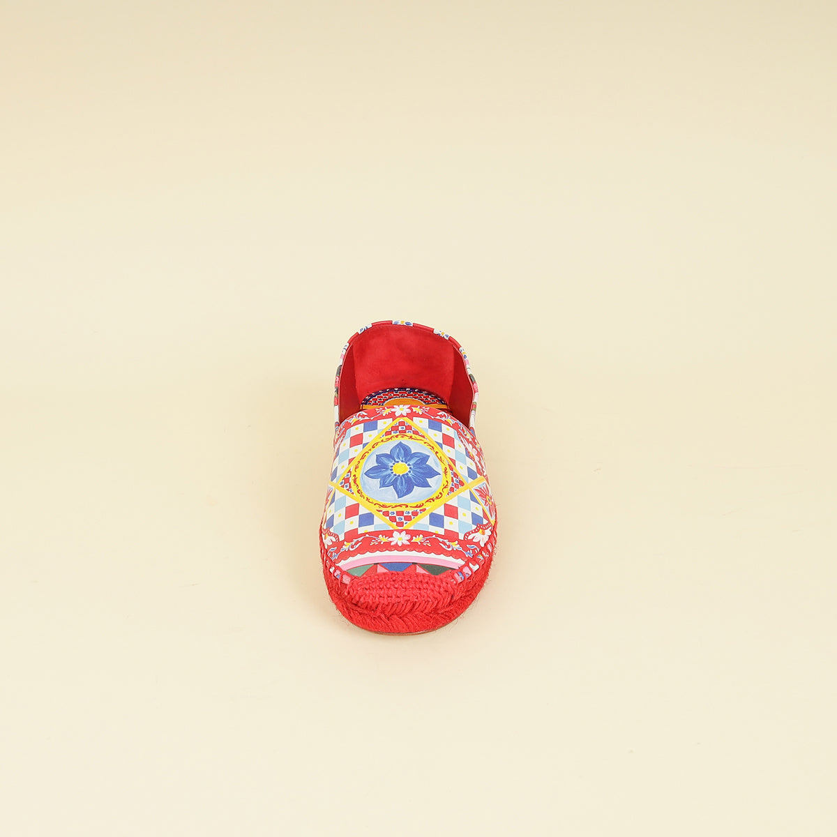 Dolce & Gabbana Red Multicolor Majolica Print Espadrille 39