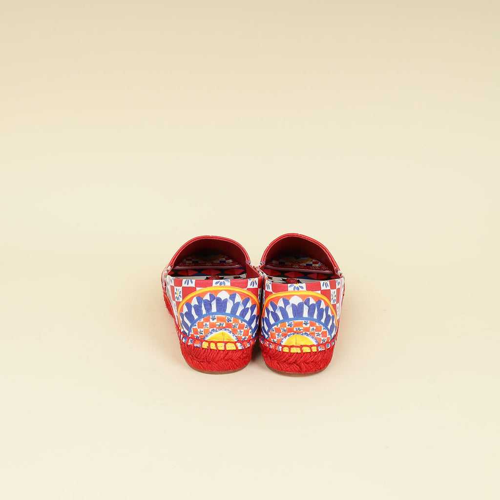 Dolce & Gabbana Red Multicolor Majolica Print Espadrille 39