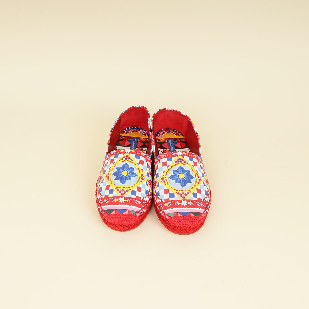Dolce & Gabbana Red Multicolor Majolica Print Espadrille 39