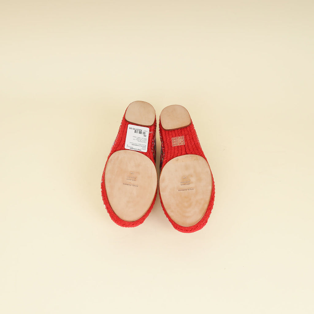 Dolce & Gabbana Red Multicolor Majolica Print Espadrille 39
