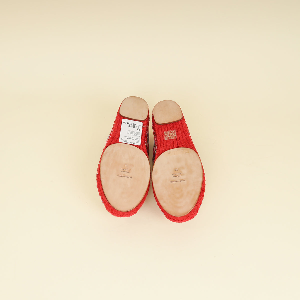 Dolce & Gabbana Red Multicolor Majolica Print Espadrille 39