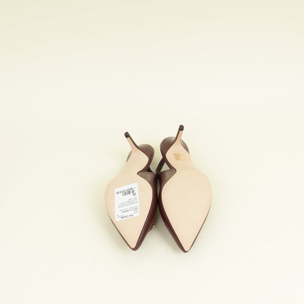 Dolce & Gabbana Burgundy DG Amore Slingback Pumps 39