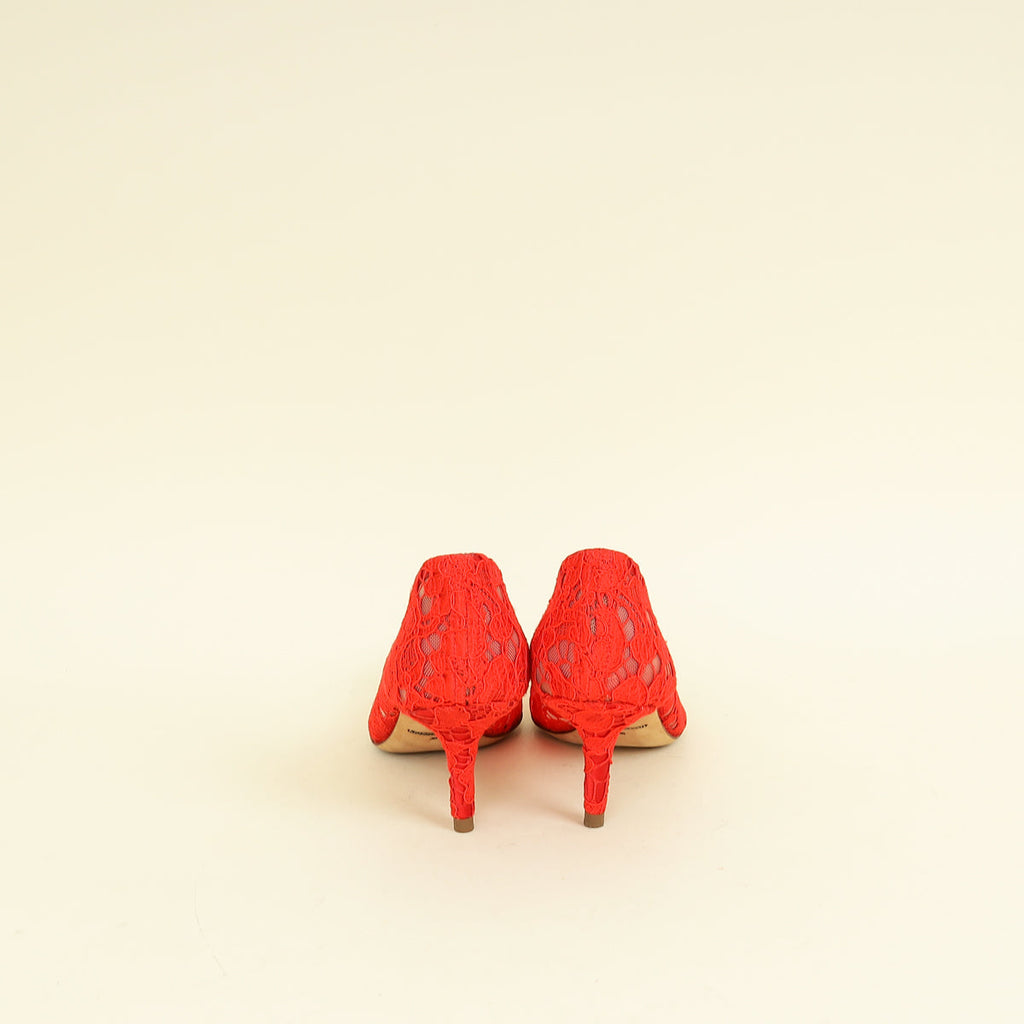 Dolce & Gabbana Red Bellucci Crystal Lace Pumps 36