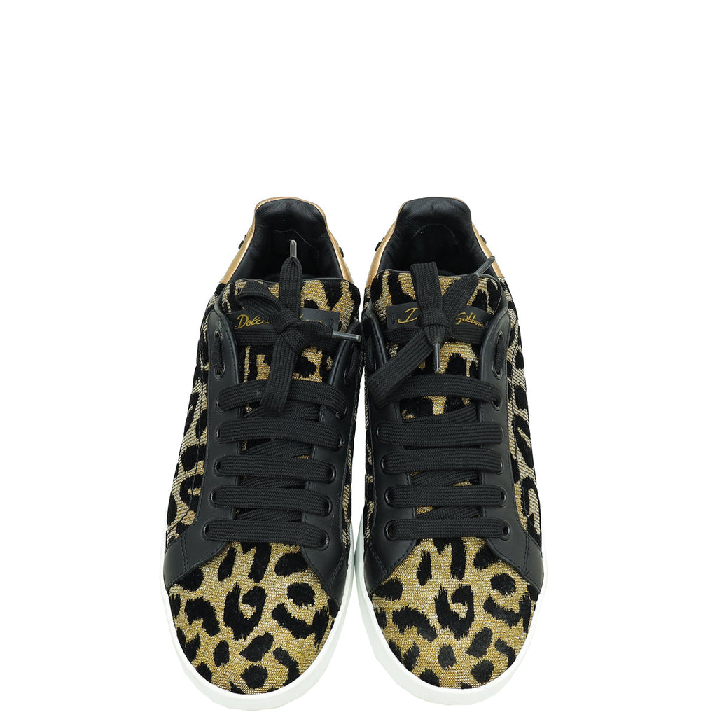 Dolce & Gabbana Multicolor Leopard Print Portofino Sneaker 37