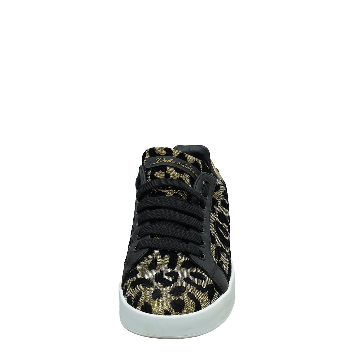 Dolce & Gabbana Tricolor Lurex Velvet Leopard Portofino Sneakers 37