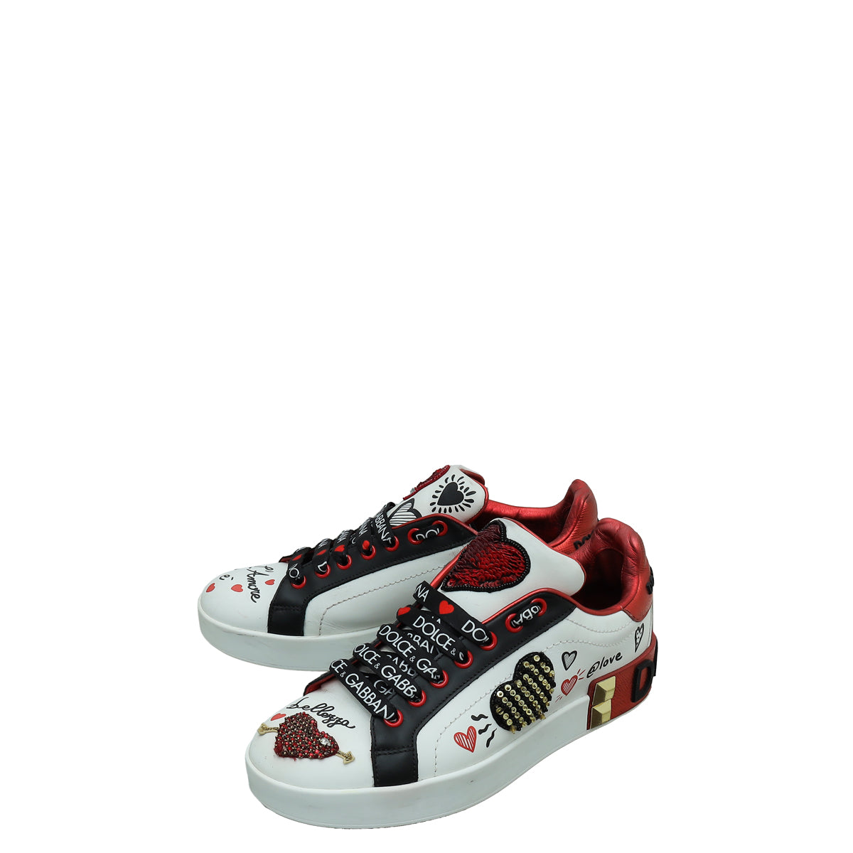 Dolce & Gabbana Tricolor Sequins L'Amore Portofino Sneakers 37
