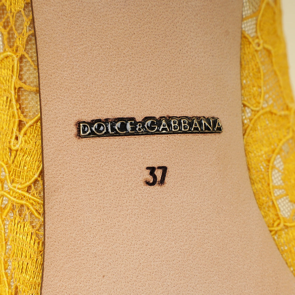 Dolce & Gabbana Yellow Bellucci Crystal Lace Pumps 37
