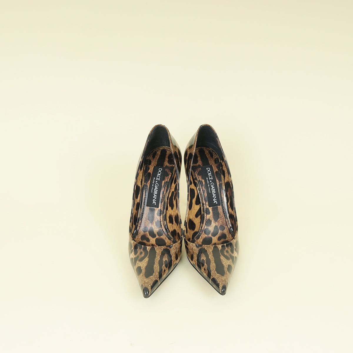 Dolce & Gabbana Brown Patent Leopard-Printed Pumps 38.5