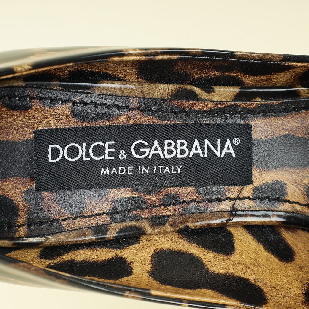 Dolce & Gabbana Brown Patent Leopard-Printed Pumps 38.5