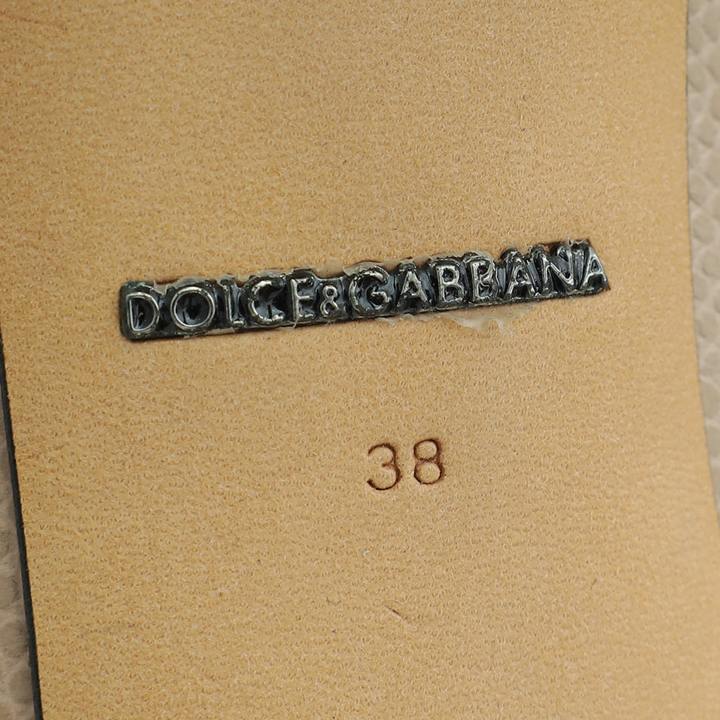 Dolce & Gabbana Beige Kate Iguana Embellished 85 Pump 38