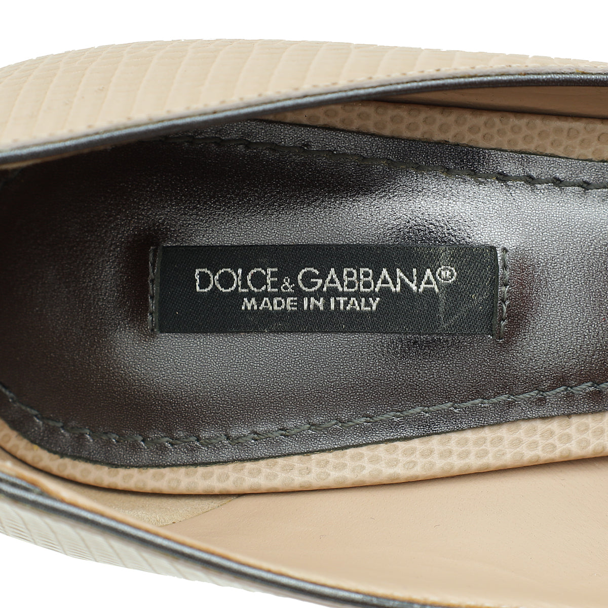 Dolce & Gabbana Beige Kate Iguana Embellished 85 Pump 38