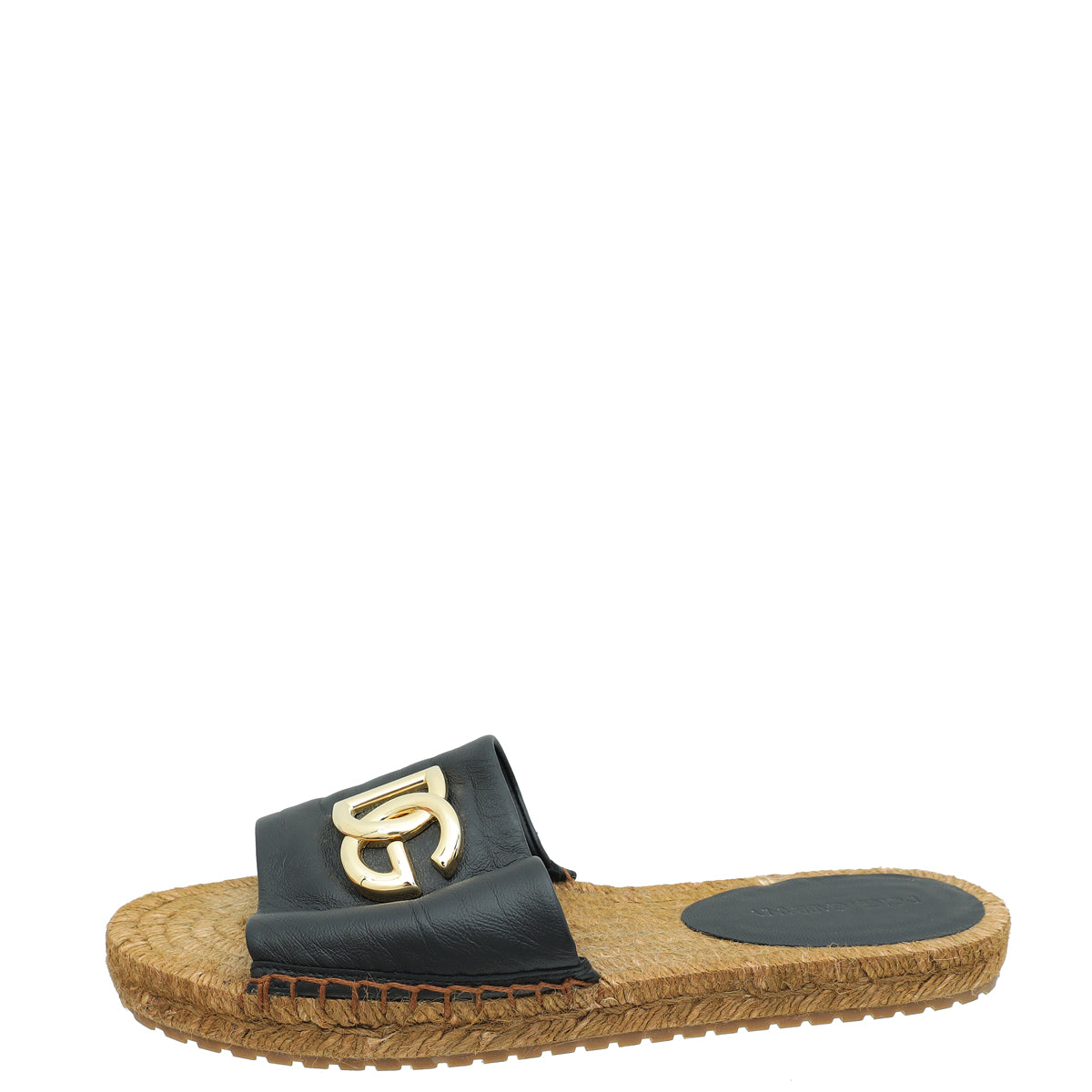 Dolce & Gabbana Black DG Logo Espadrille Slides 38