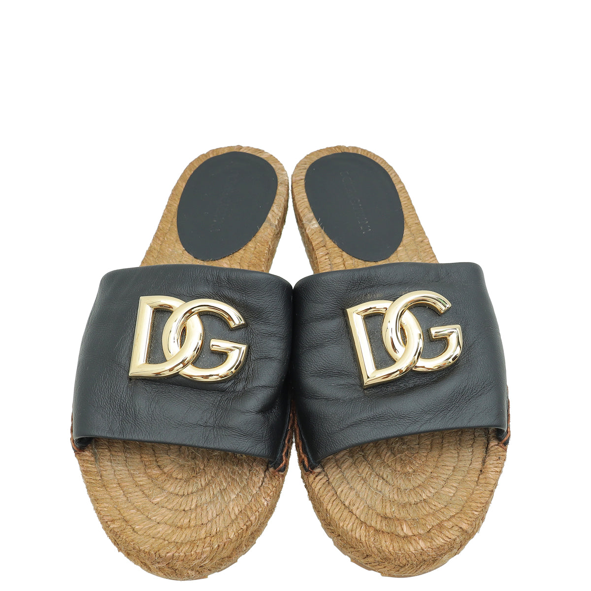 Dolce & Gabbana Black DG Logo Espadrille Slides 38