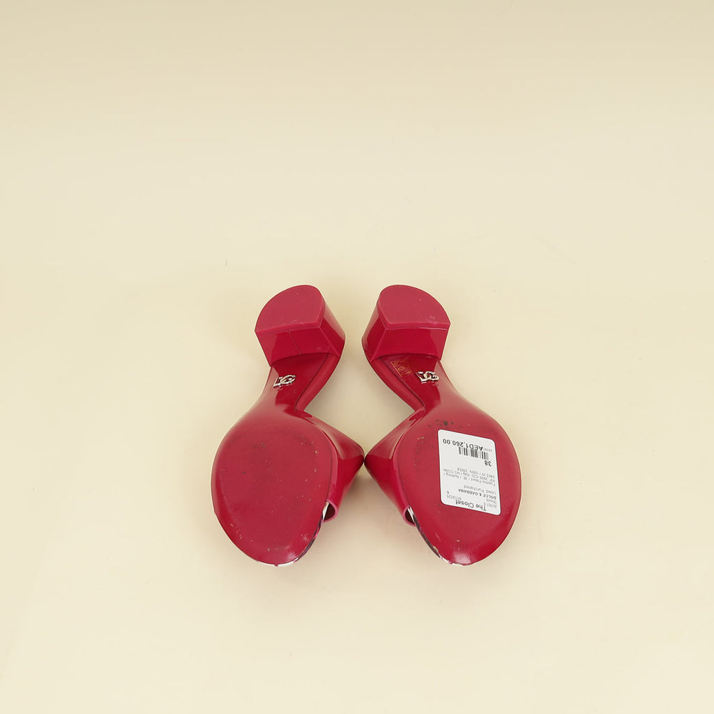 Dolce & Gabbana Fuchsia DG Logo Bianca Mules 38