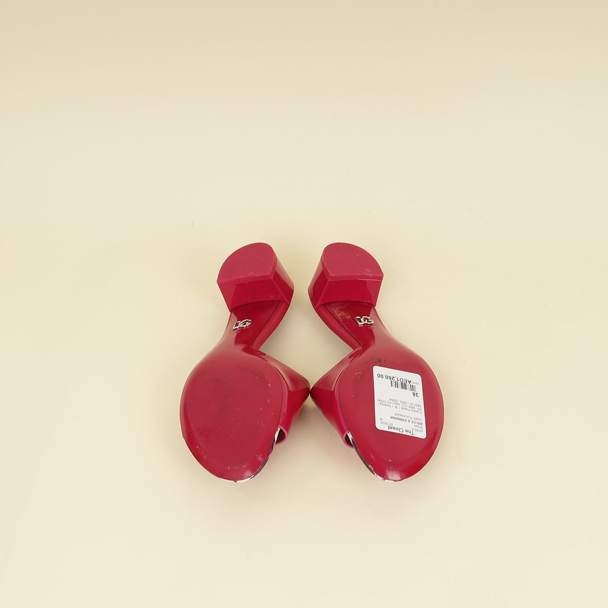 Dolce & Gabbana Fuchsia DG Logo Bianca Mules 38