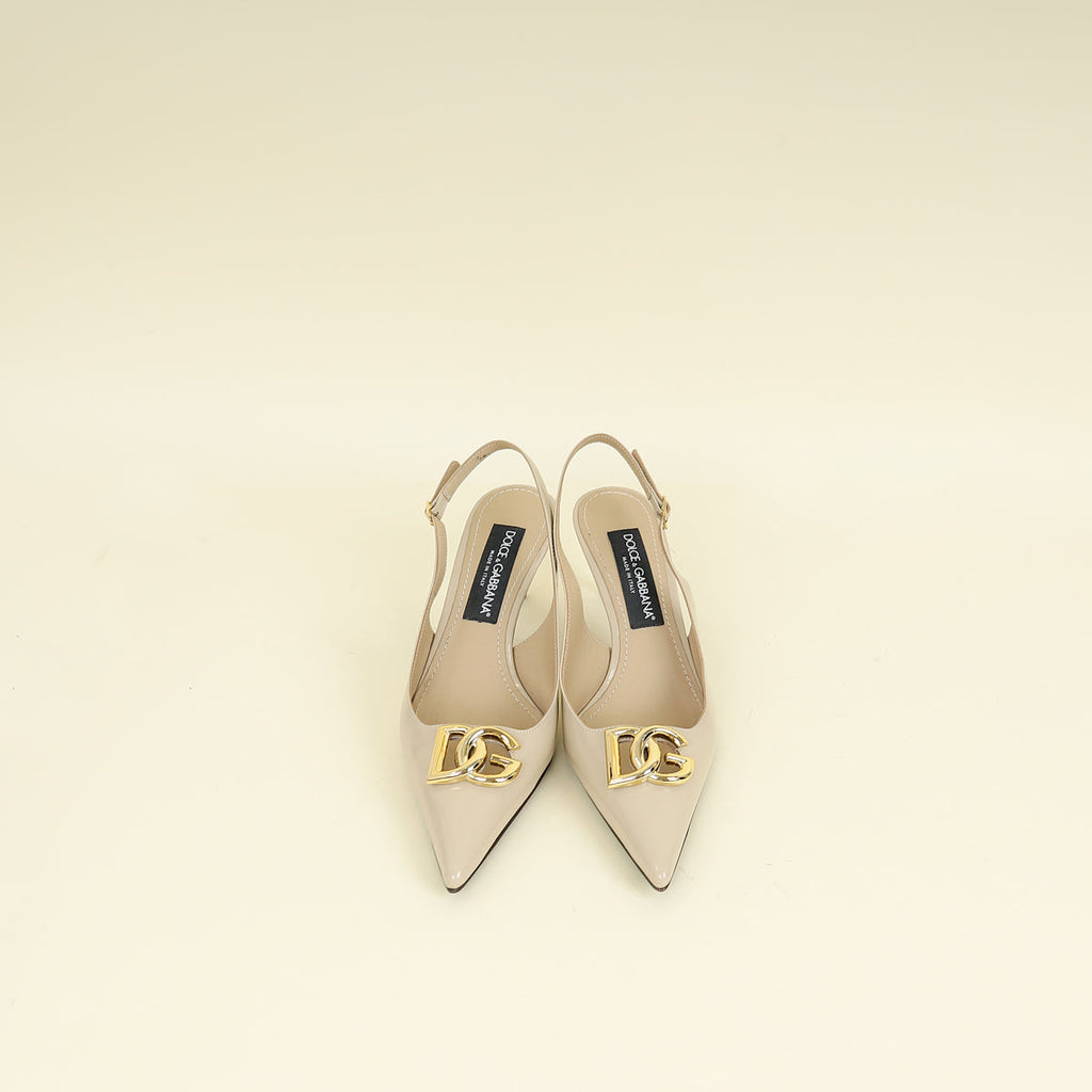 Dolce & Gabbana Beige Lollo 60 Slingback Pumps 38