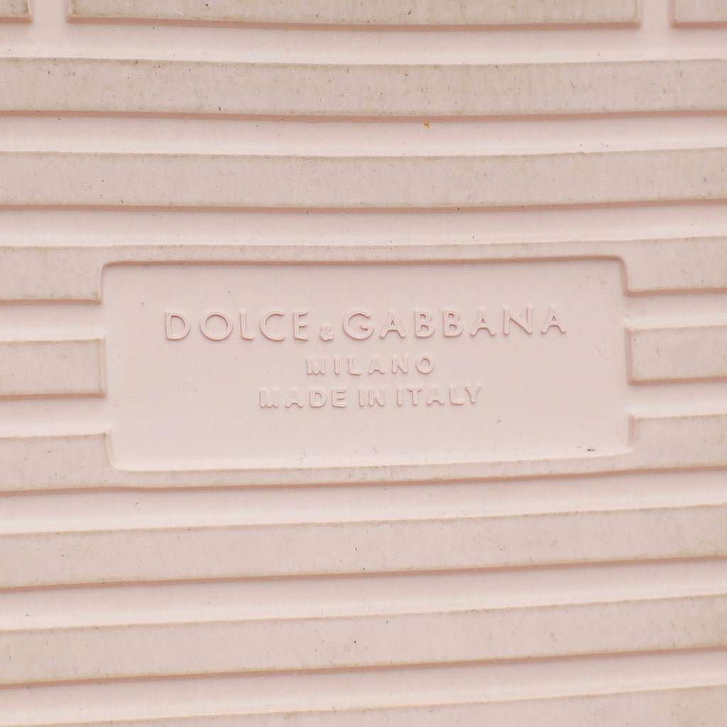 Dolce & Gabbana Light Pink Logo Print Rubber Slide Sandal 38