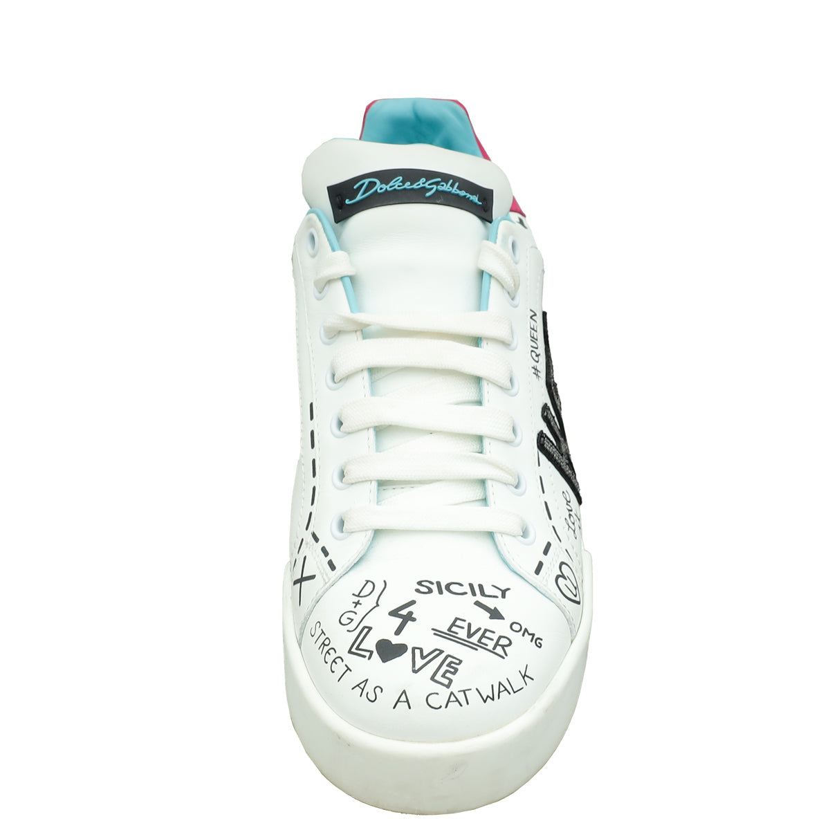 Dolce & Gabbana White Multicolor Portofino Printed Sneaker 39.5