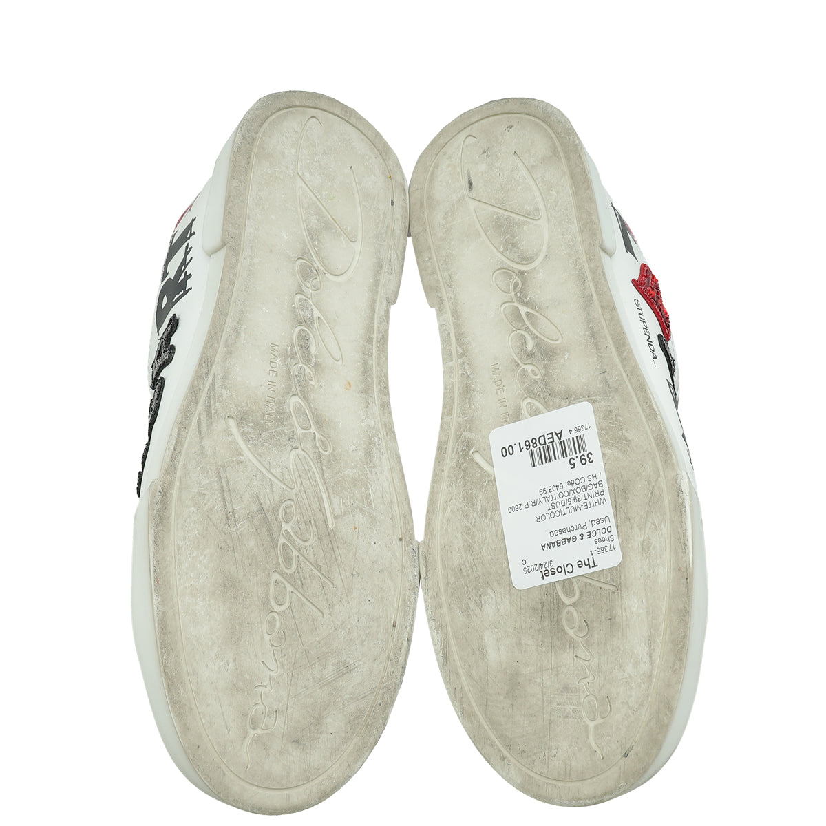 Dolce & Gabbana White Multicolor Portofino Printed Sneaker 39.5
